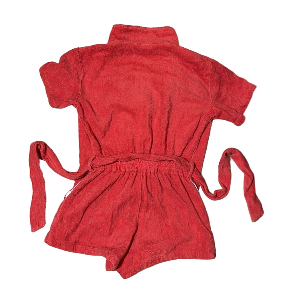 TERRY Towelling. II Pareo Dyed 100% Cotton Terry Playsuit in Rosso Red (S) - Picture 2 of 10